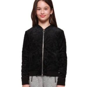 BRAND NEW youth girl dex velvet bomber zipper jacket size L